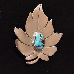 Southwest Turquoise Pin Brooch Sterling Silver